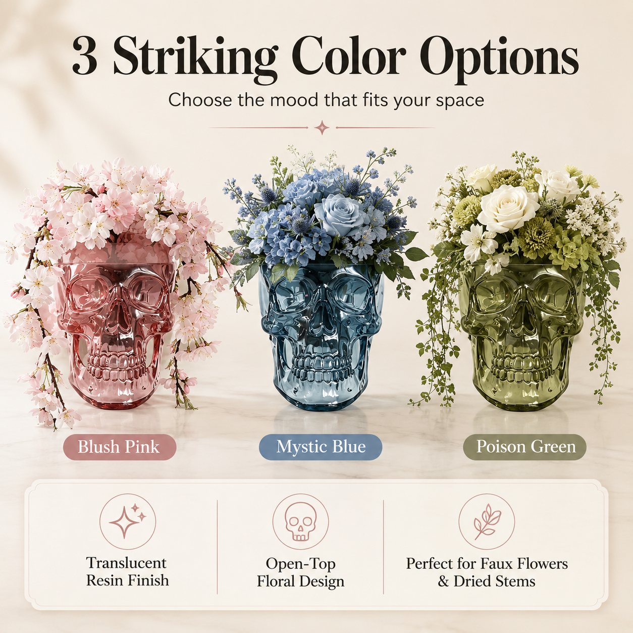 Translucent Skull Flower Vase
