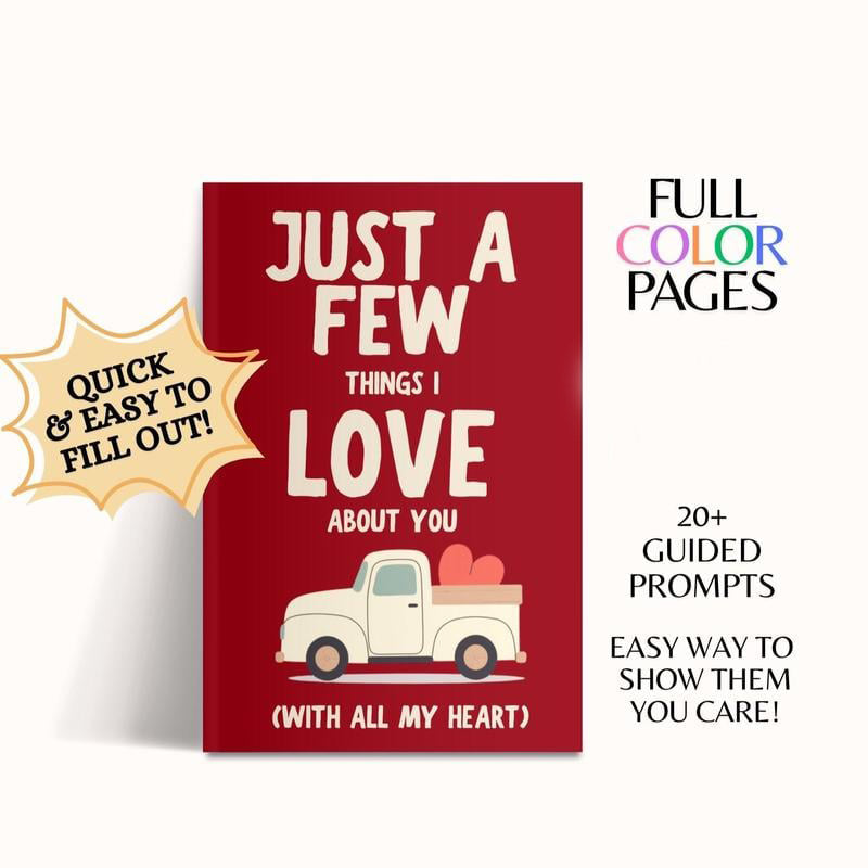 🔥Last Day 50% OFF - ❤️Just A Few Things I Love About You (With All My Heart) Fill In The Blank Gift Book📚