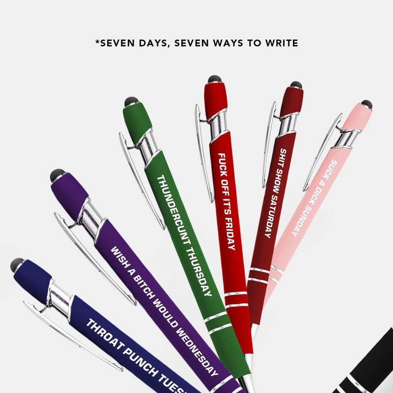 🔥Last Day Promotion 50% OFF💝Funny Stress-Relief Daily Quotes Metal Ballpoint Pen Set (7 Pcs) | 🎁Office Christmas Gift Exchange