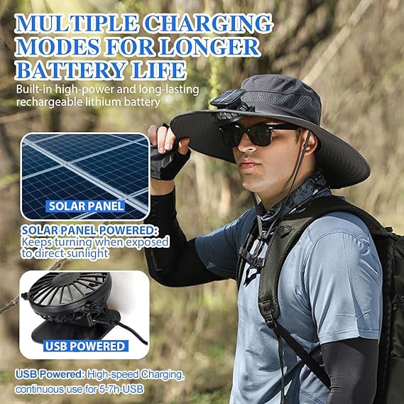 🎁Best father‘s Day Gifts❤2026 New Ultralight Solar Fan Sun Hat 🌞– Lighter Than a Baseball!⚾(Only 11oz)