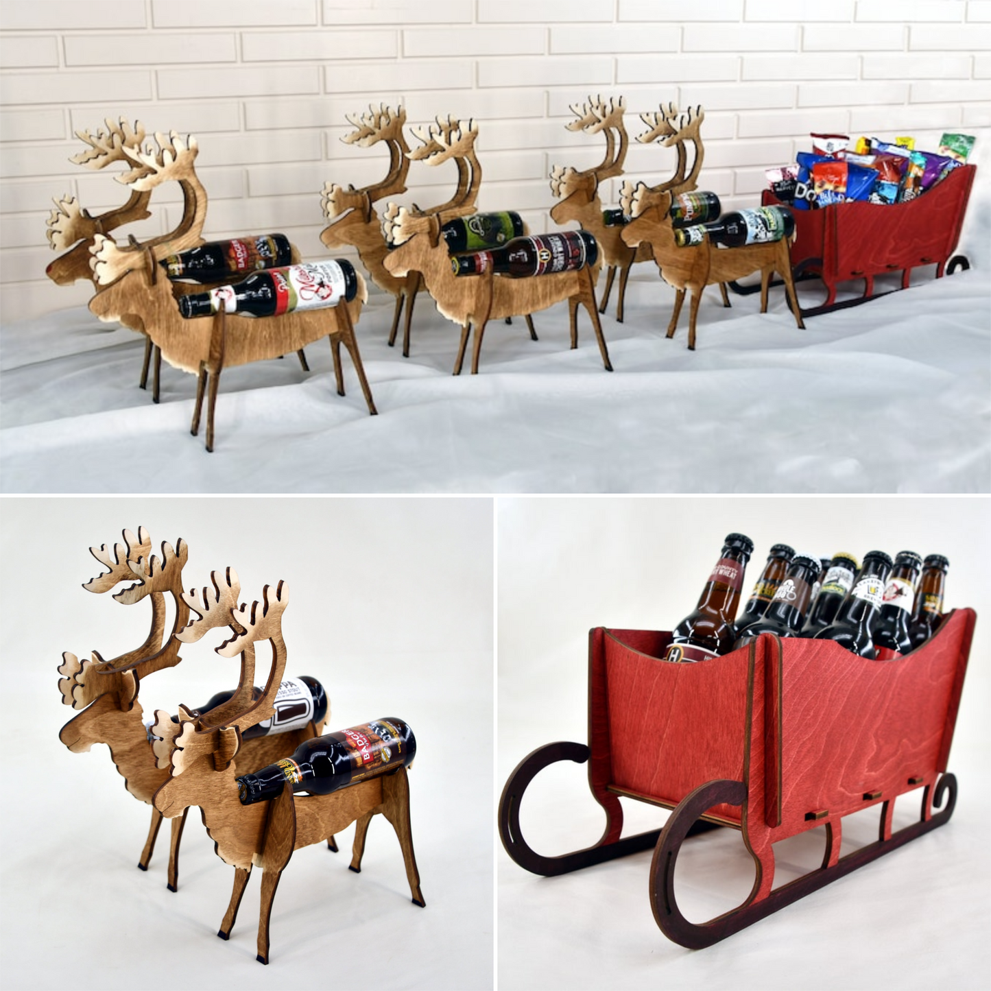 🦌🛷Deer And Sleigh Beer Holder - Perfect Christmas Gift