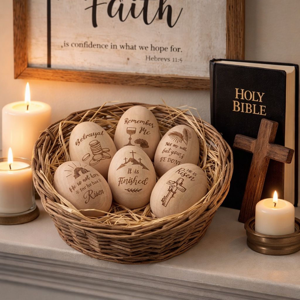 Christian Easter Wooden Eggs for Basket Stuffers & Gifts