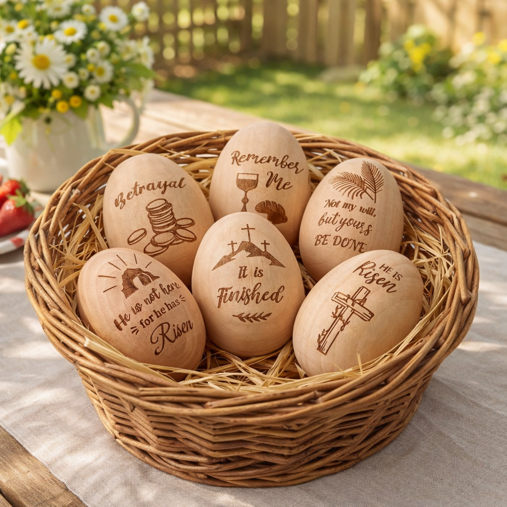 Christian Easter Wooden Eggs for Basket Stuffers & Gifts