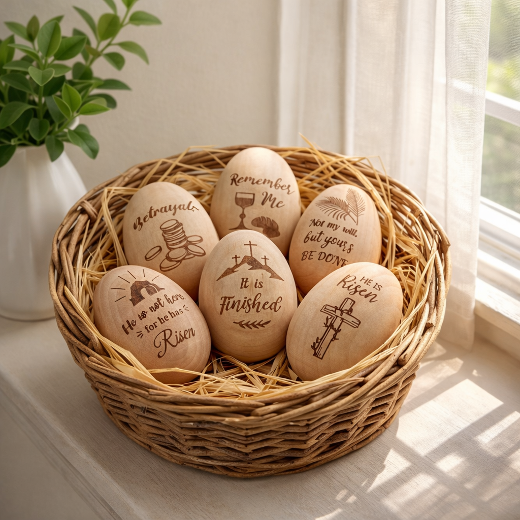 Christian Easter Wooden Eggs for Basket Stuffers & Gifts
