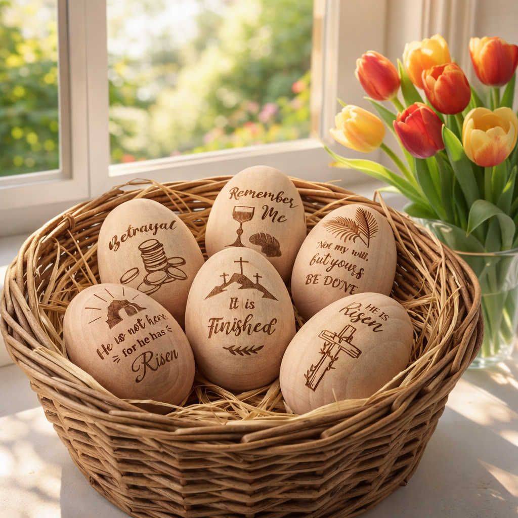 Christian Easter Wooden Eggs for Basket Stuffers & Gifts
