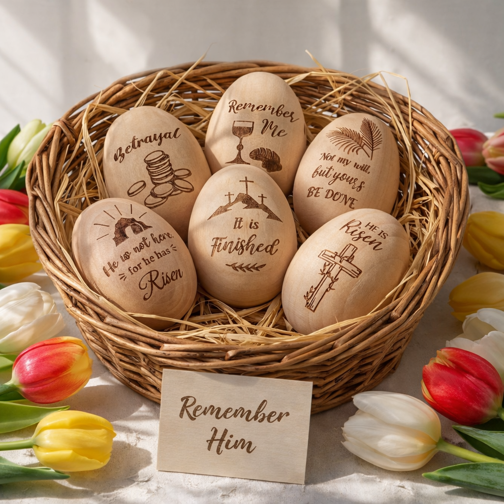Christian Easter Wooden Eggs for Basket Stuffers & Gifts
