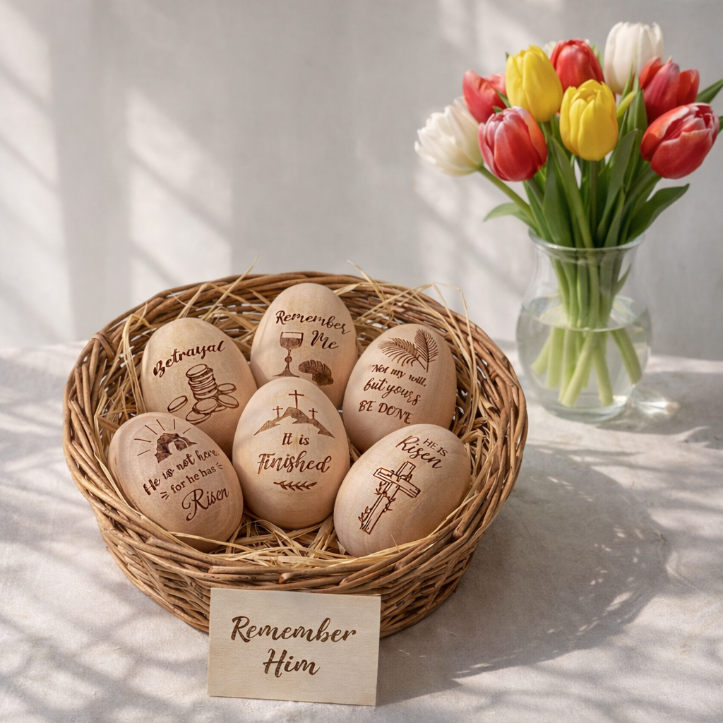 Christian Easter Wooden Eggs for Basket Stuffers & Gifts