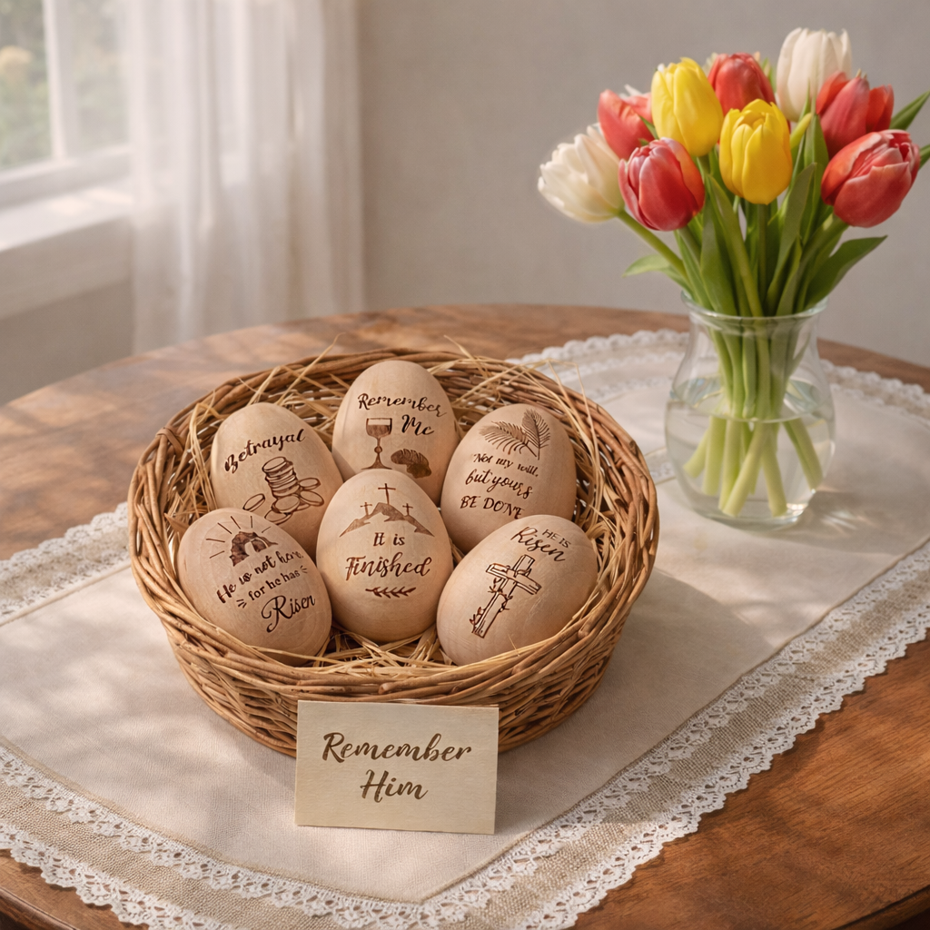 Christian Easter Wooden Eggs for Basket Stuffers & Gifts