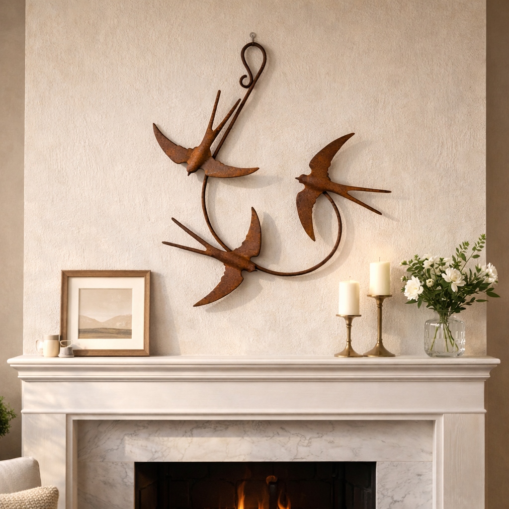 Rustic Metal Swallow Wall Art for Indoor & Outdoor Decor
