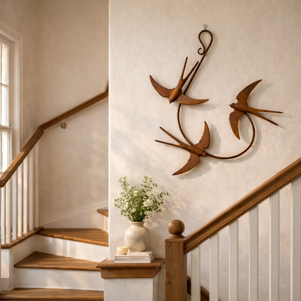 Rustic Metal Swallow Wall Art for Indoor & Outdoor Decor
