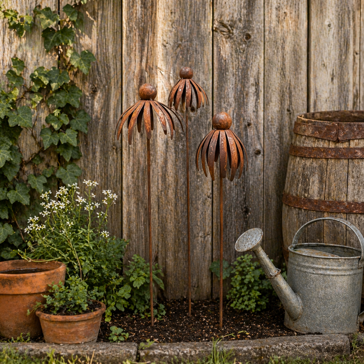 Three-Piece Vintage Metal Flower Garden Pergola Set