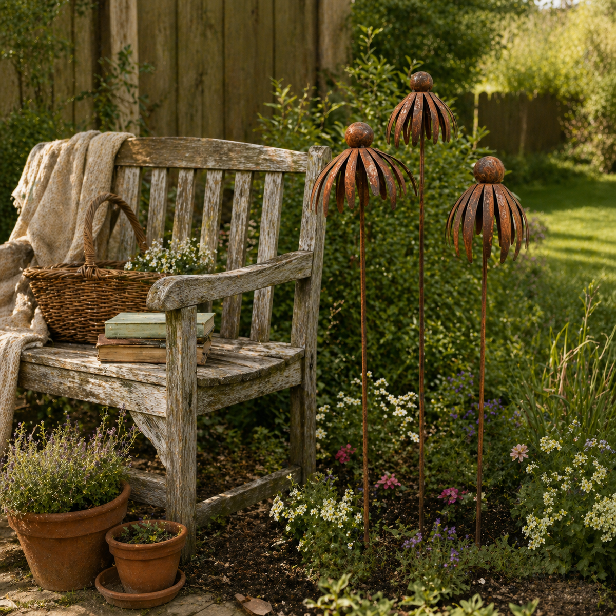 Three-Piece Vintage Metal Flower Garden Pergola Set