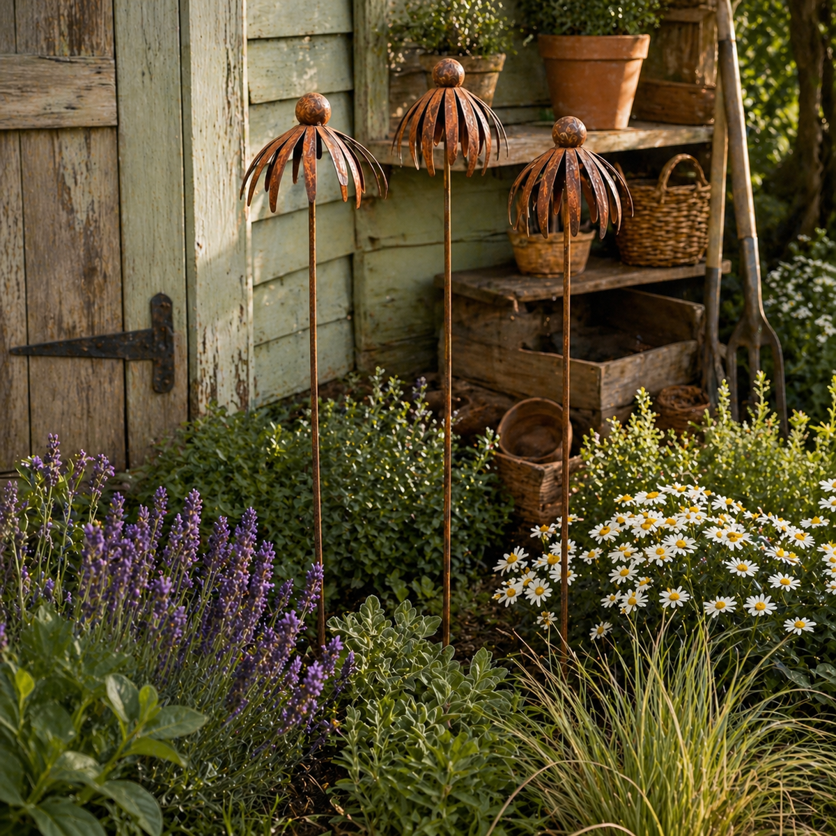 Three-Piece Vintage Metal Flower Garden Pergola Set