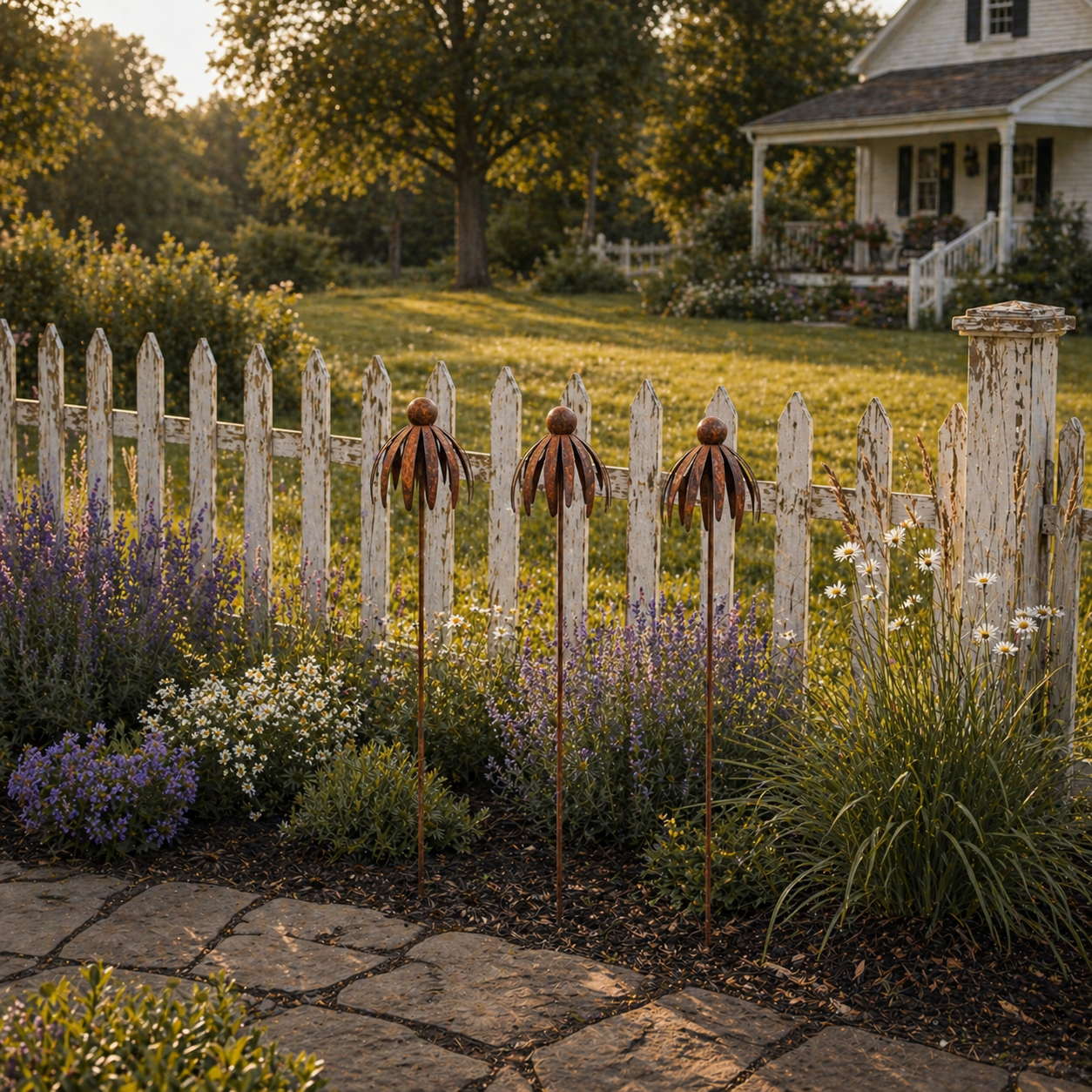Three-Piece Vintage Metal Flower Garden Pergola Set