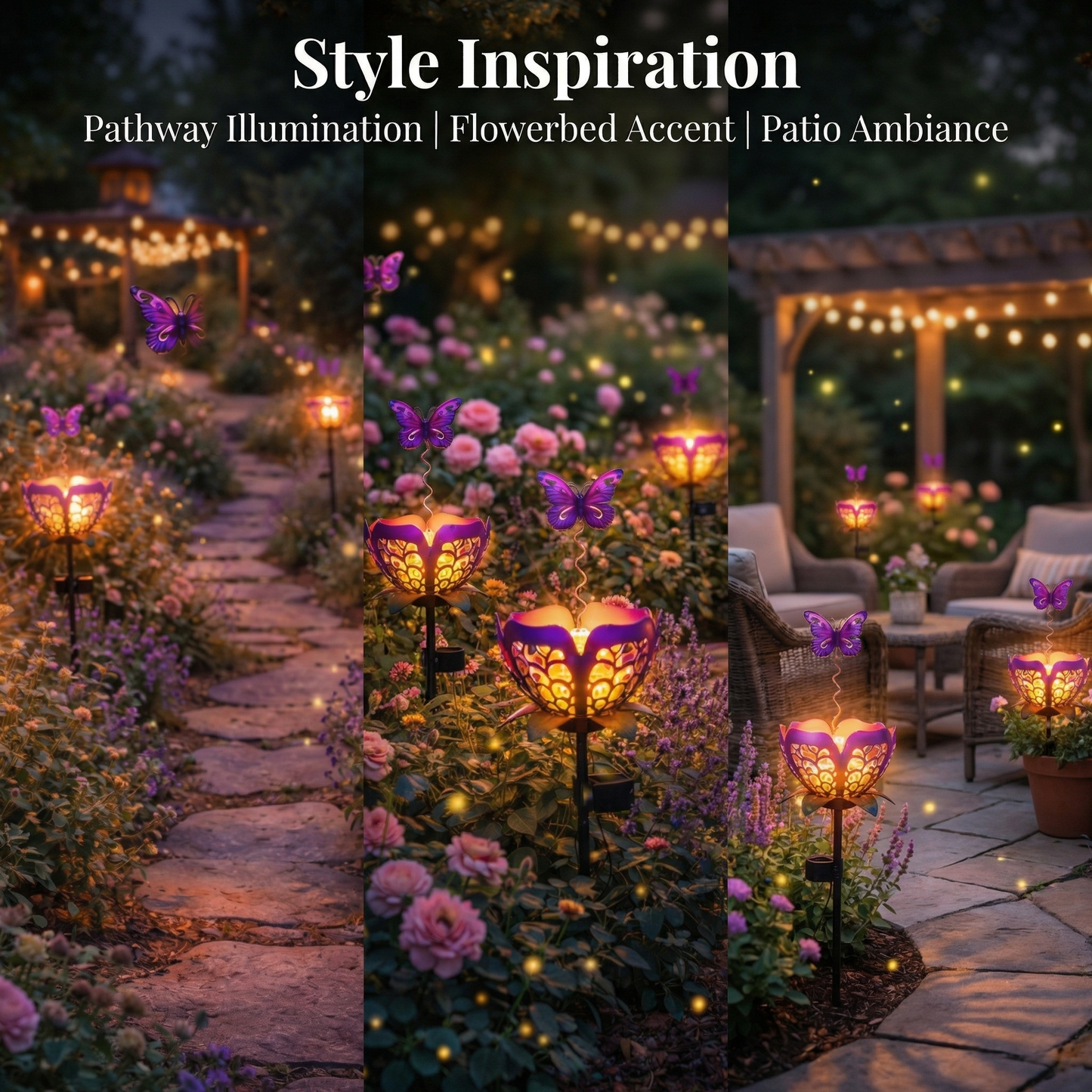 Solar-Powered Butterfly Lotus Garden Light – Warm Glow Outdoor Lawn Decor