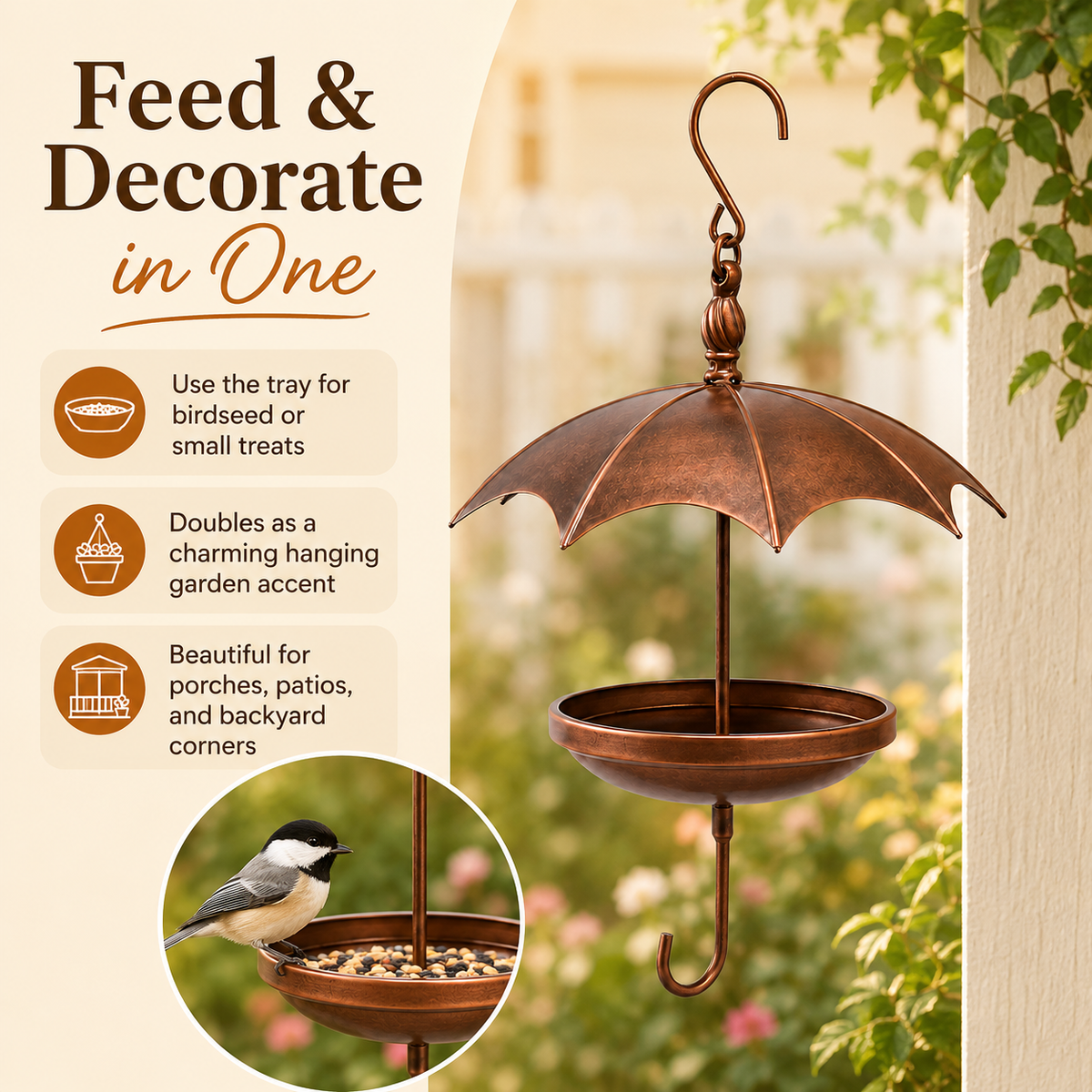 Umbrella-Shaped Hanging Bird Feeder