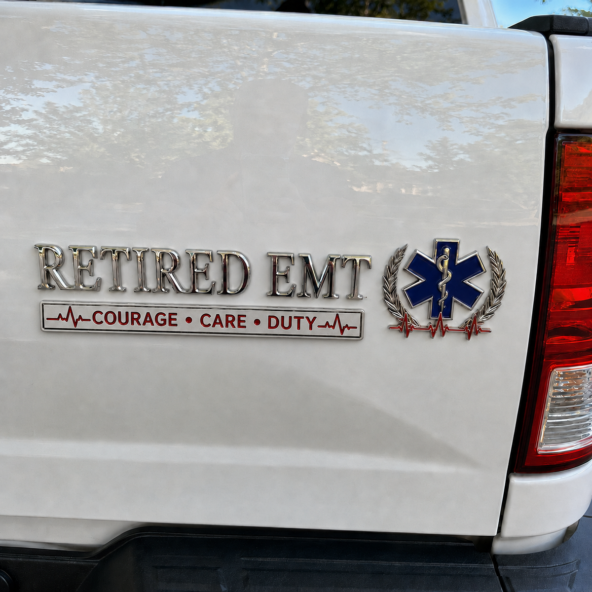 🚑 Retired EMT Courage Care Duty Car Emblem Metal Badge