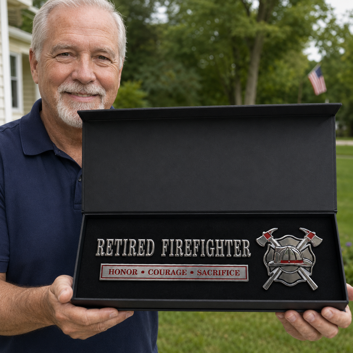 🚒 Retired Firefighter Honor Courage Sacrifice Car Emblem Metal Badge
