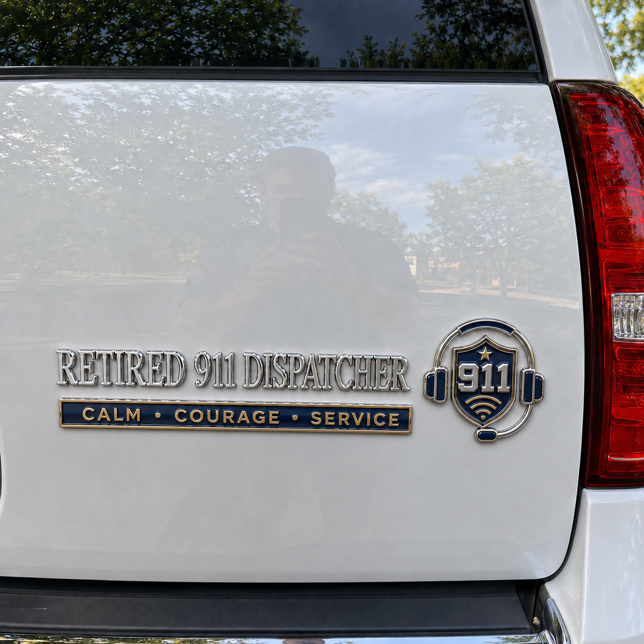 🎧 Retired 911 Dispatcher Calm Courage Service Car Emblem Metal Badge