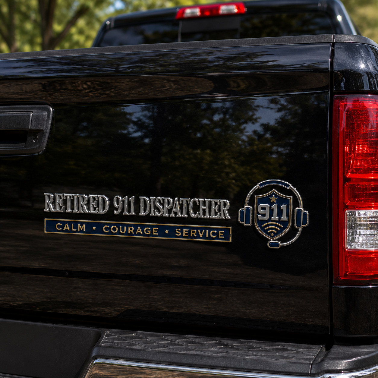 🎧 Retired 911 Dispatcher Calm Courage Service Car Emblem Metal Badge