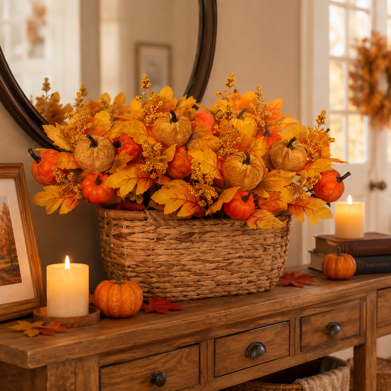 Autumn Pumpkin Maple Leaf Bouquet