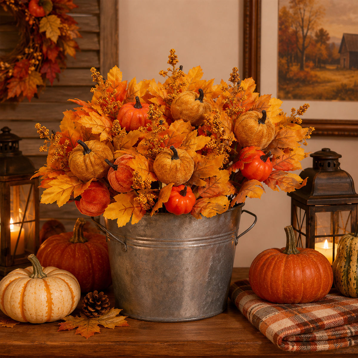 Autumn Pumpkin Maple Leaf Bouquet