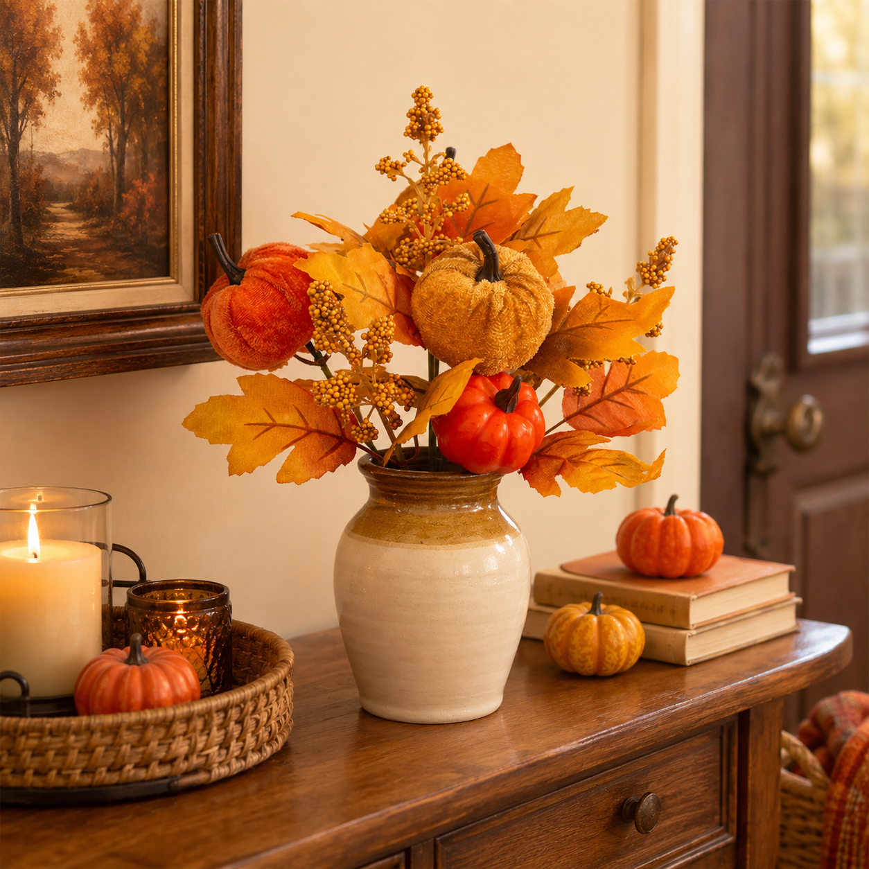 Autumn Pumpkin Maple Leaf Bouquet
