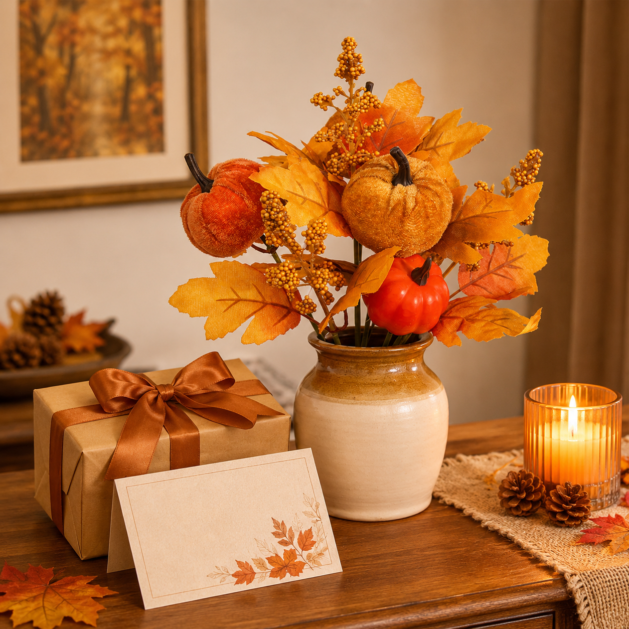 Autumn Pumpkin Maple Leaf Bouquet