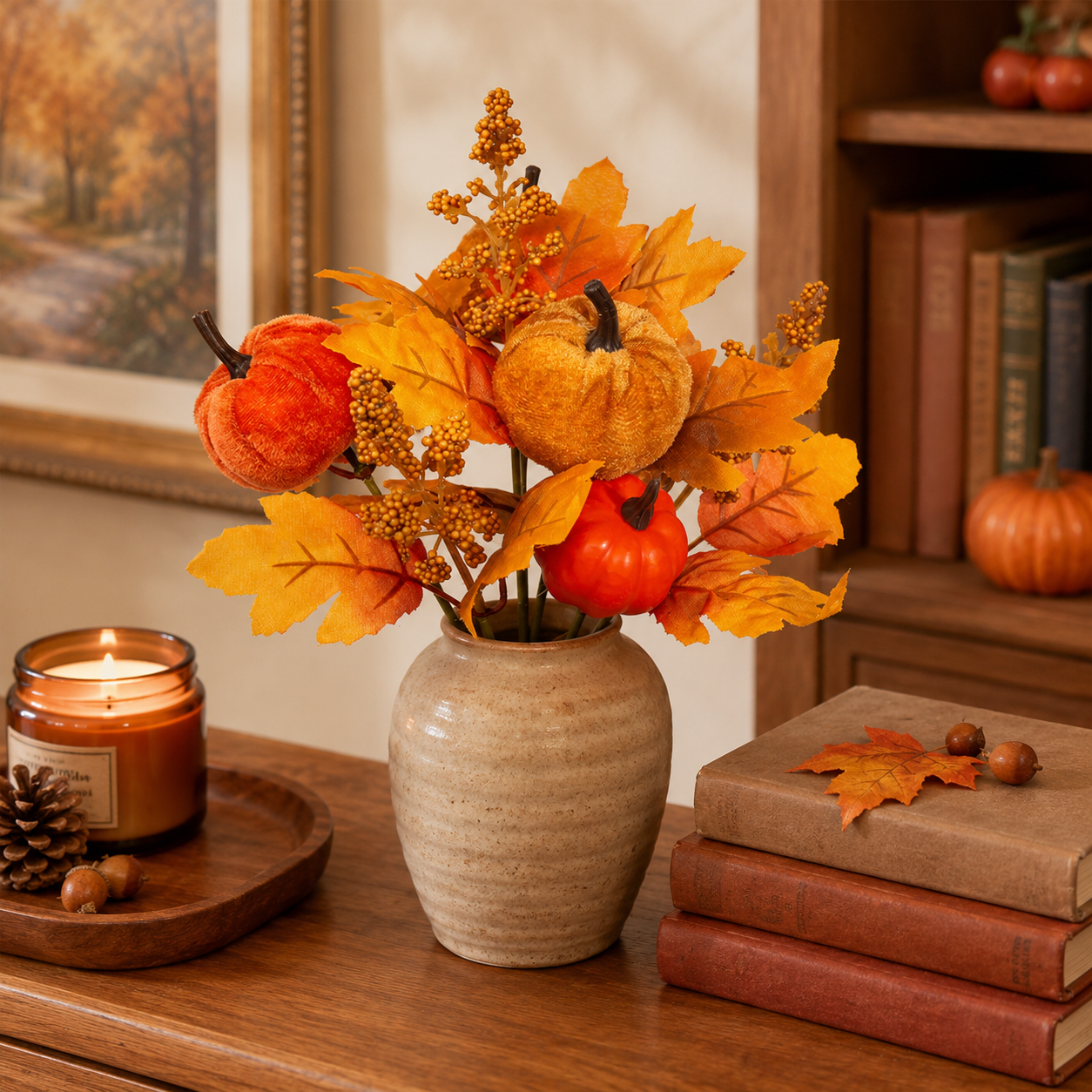 Autumn Pumpkin Maple Leaf Bouquet