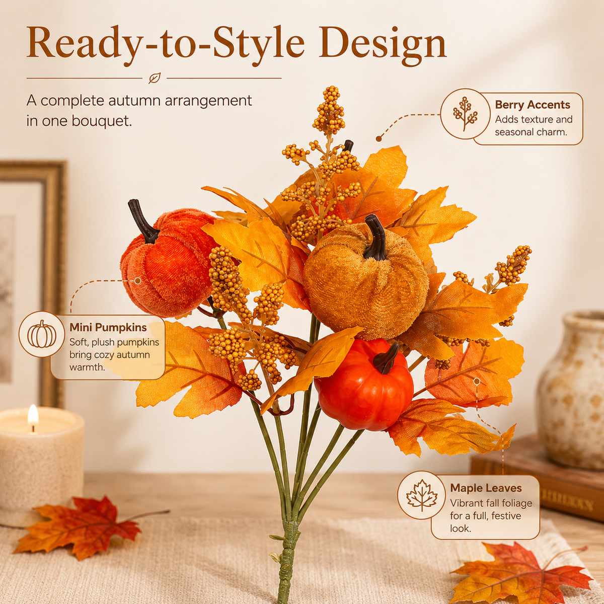Autumn Pumpkin Maple Leaf Bouquet