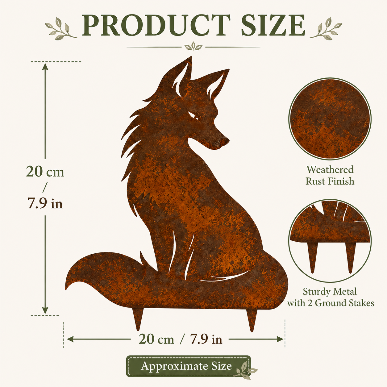 Rustic Rusty Fox Wolf Garden Stake Decor