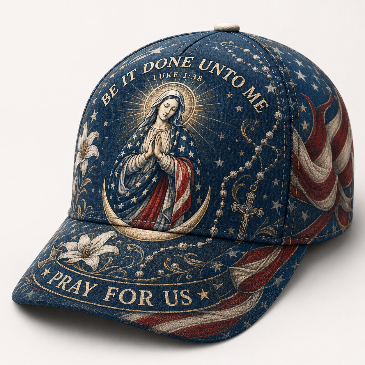 Be It Done Unto Me Pray for Us Faith Hat