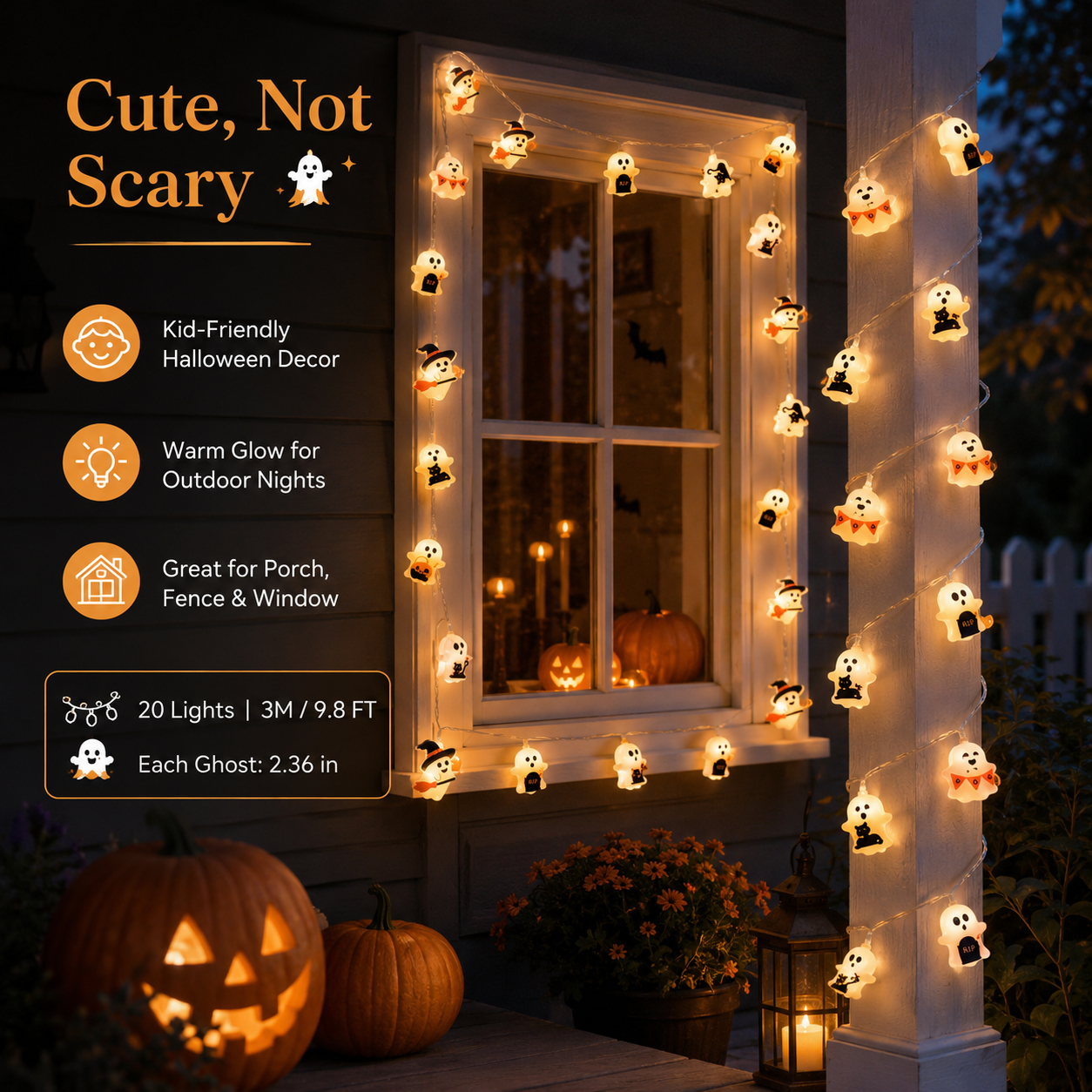 Cute Halloween Ghost String Lights