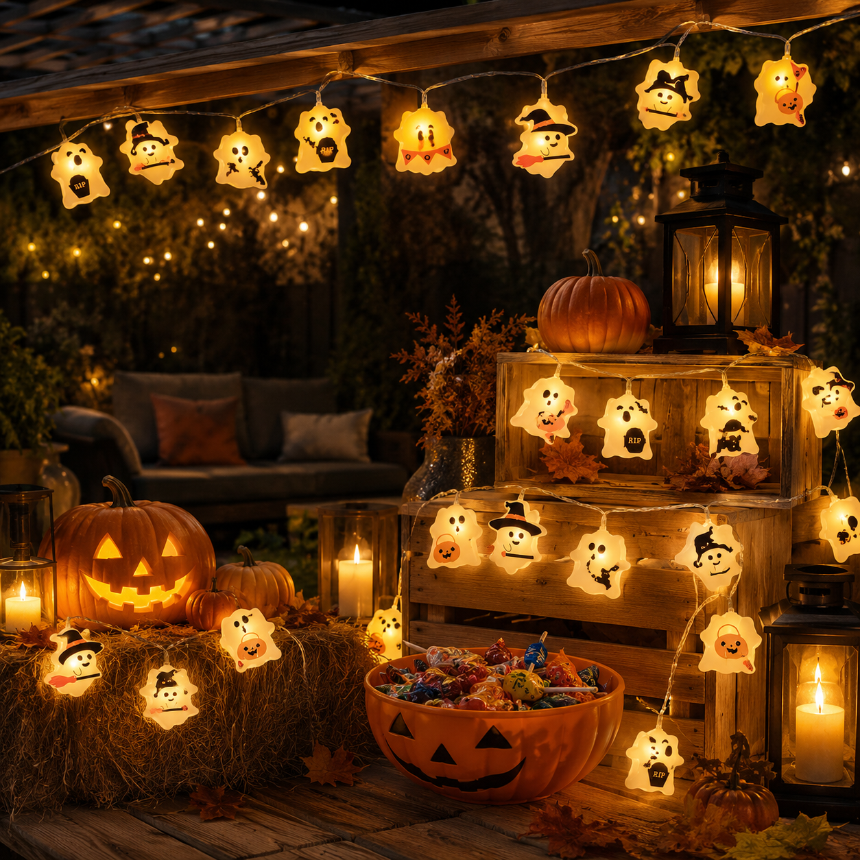 Cute Halloween Ghost String Lights