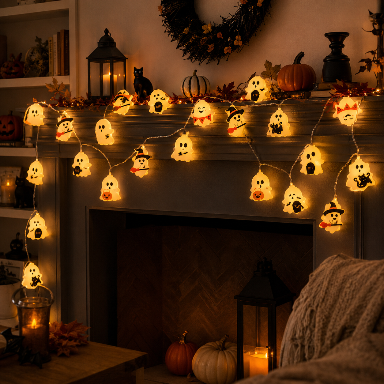 Cute Halloween Ghost String Lights