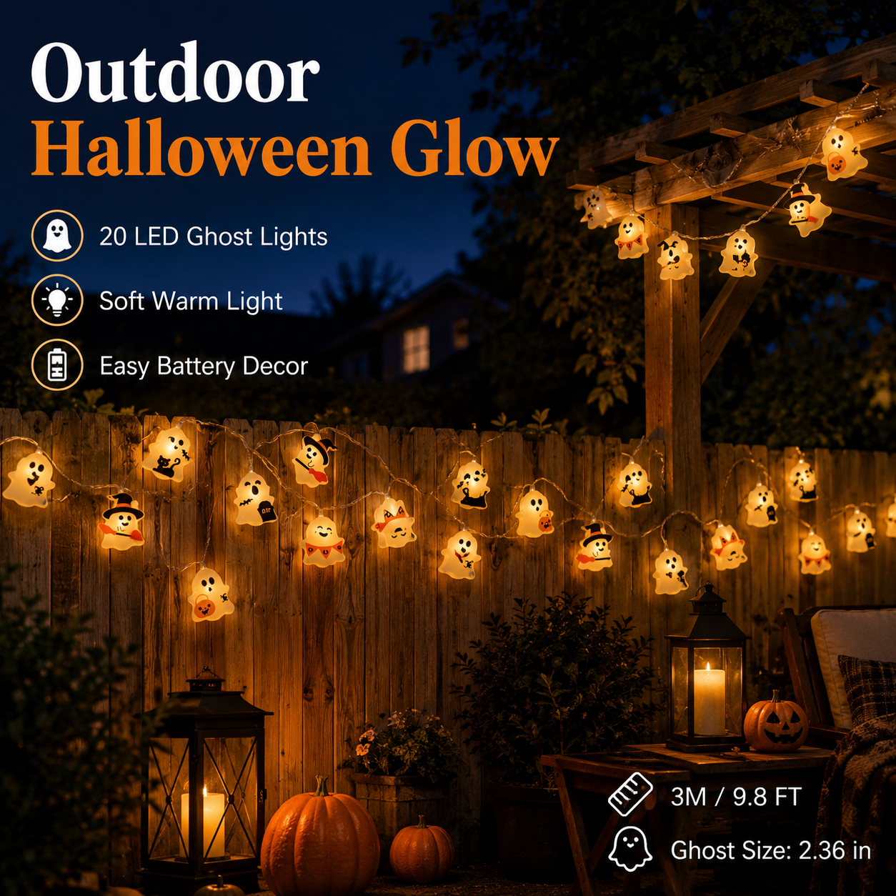 Cute Halloween Ghost String Lights