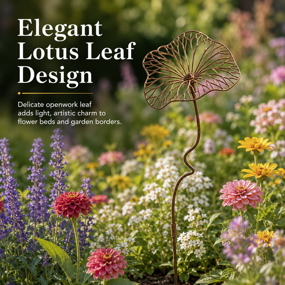 Rustic Metal Lotus Leaf Garden Stake