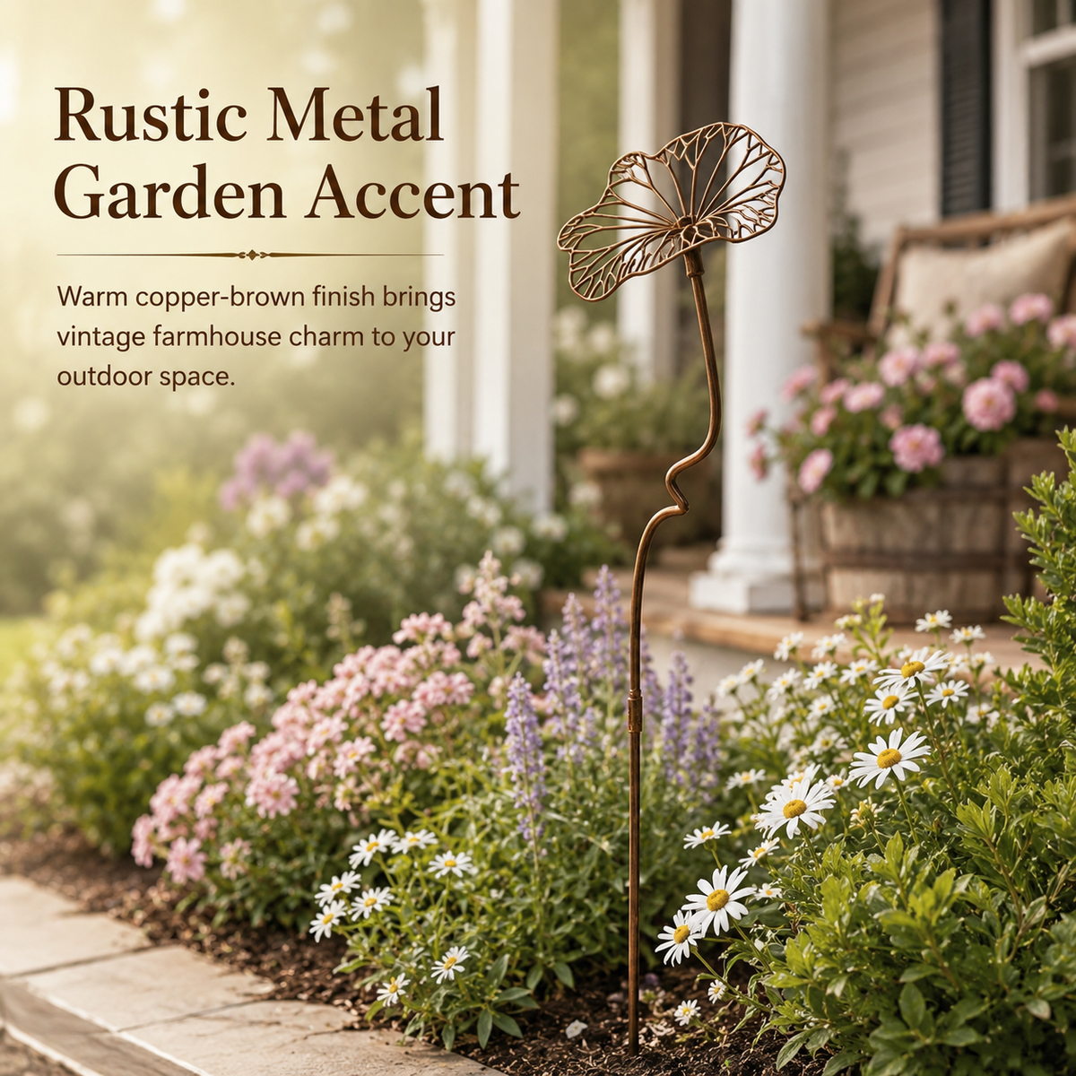 Rustic Metal Lotus Leaf Garden Stake