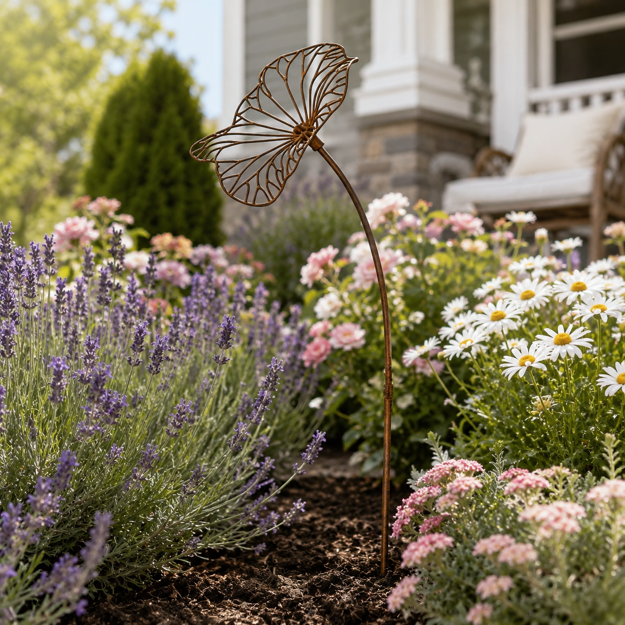 Rustic Metal Lotus Leaf Garden Stake