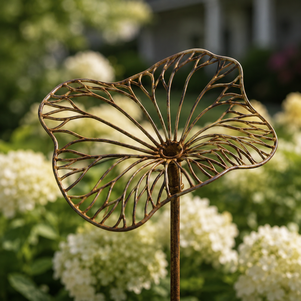 Rustic Metal Lotus Leaf Garden Stake