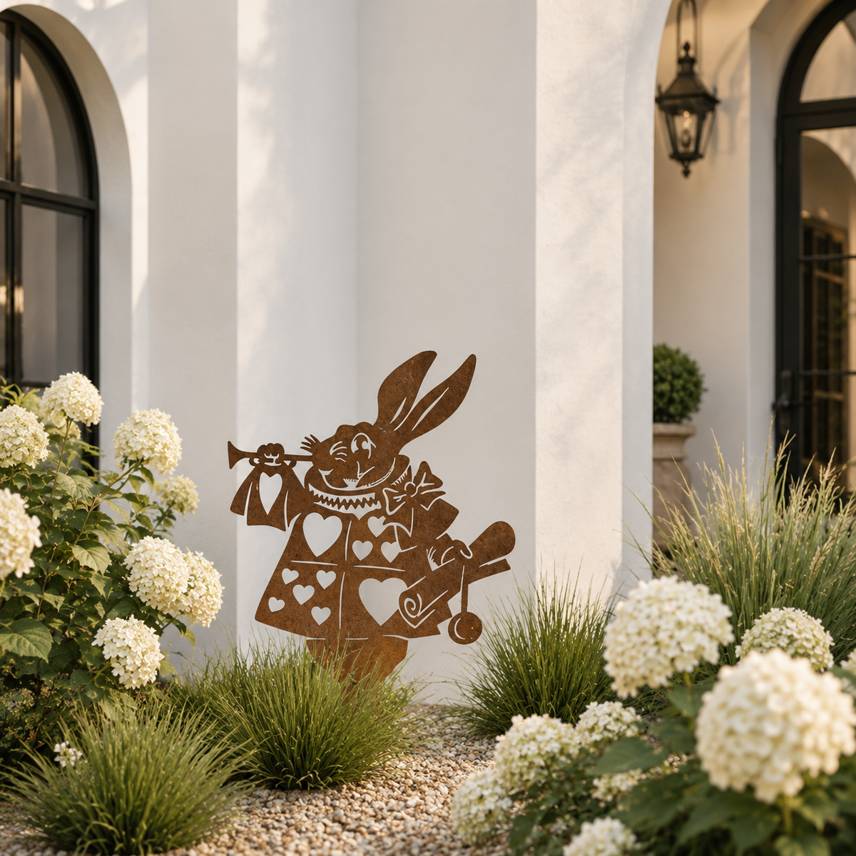 Storybook Bunny Metal Garden Decor – Rustic Outdoor Stake