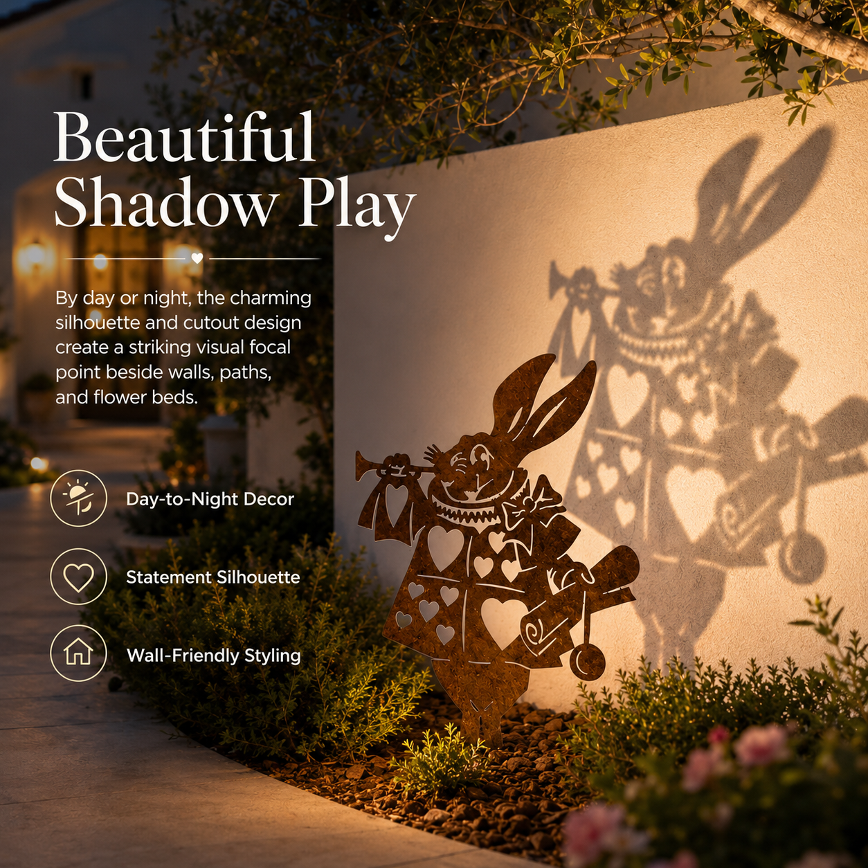 Storybook Bunny Metal Garden Decor – Rustic Outdoor Stake
