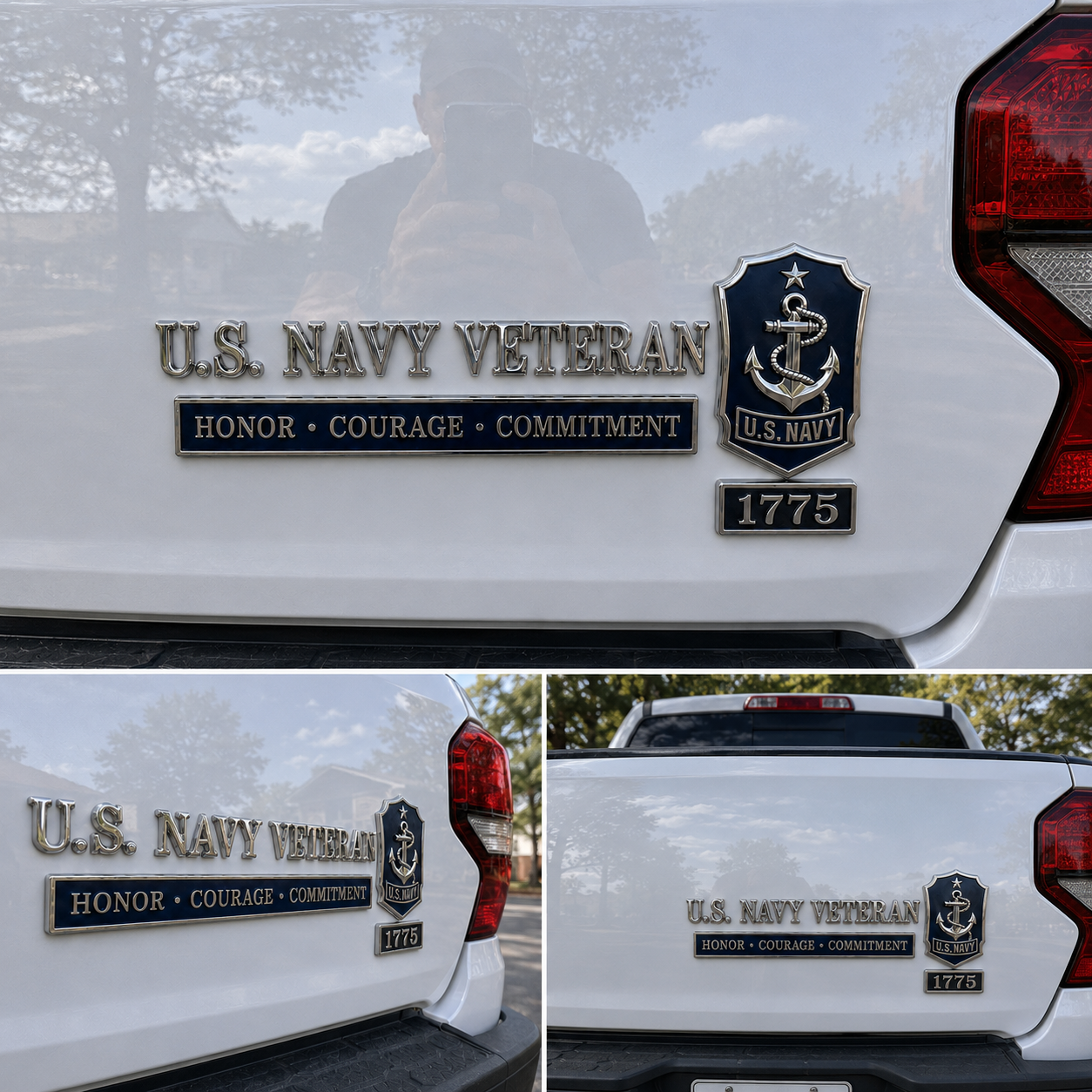 🇺🇸 U.S. Navy Veteran Honor Courage Commitment Car Emblem Metal Badge