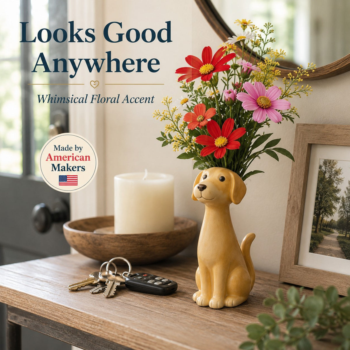 Dog Flower Vase Gift Set