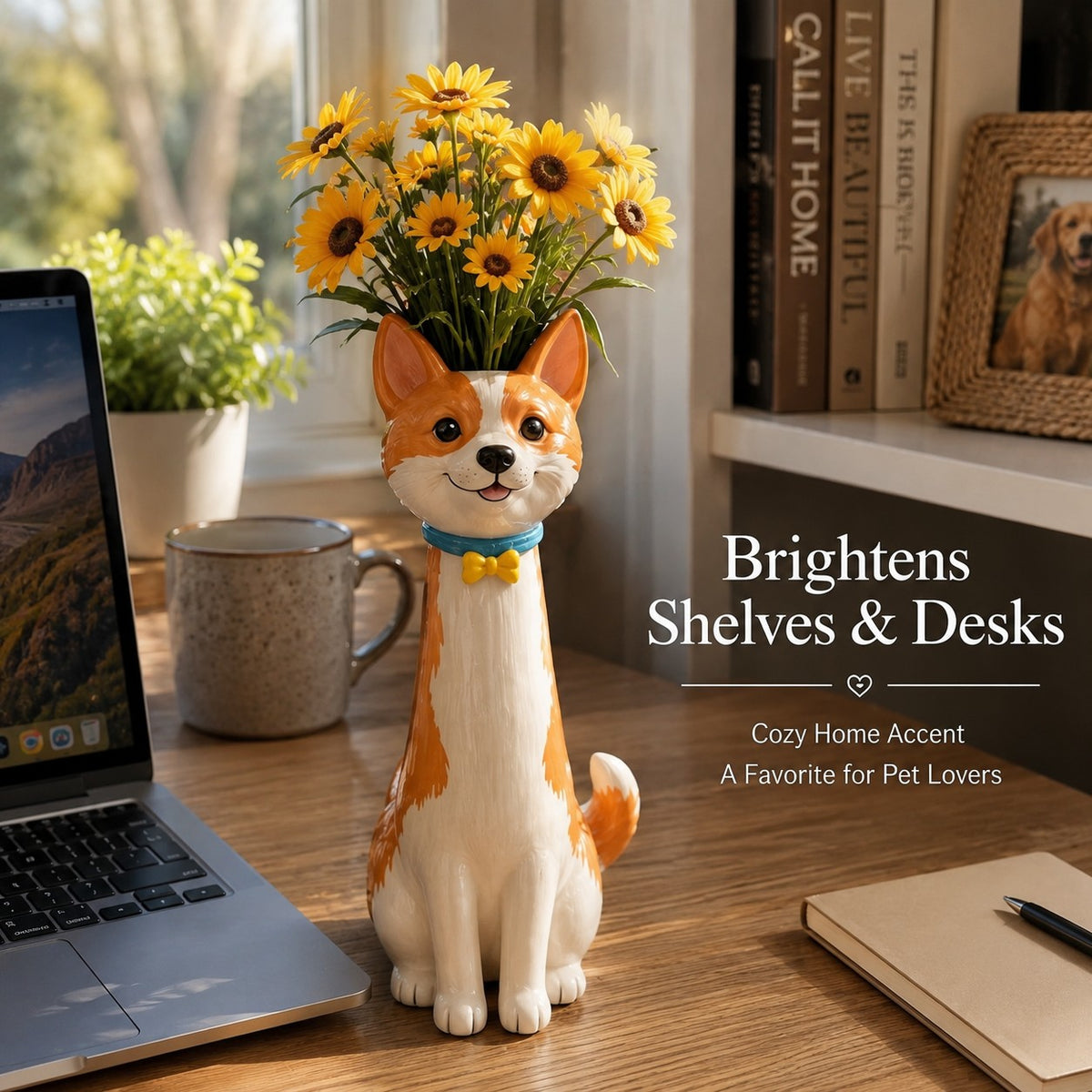 Dog Flower Vase Gift Set