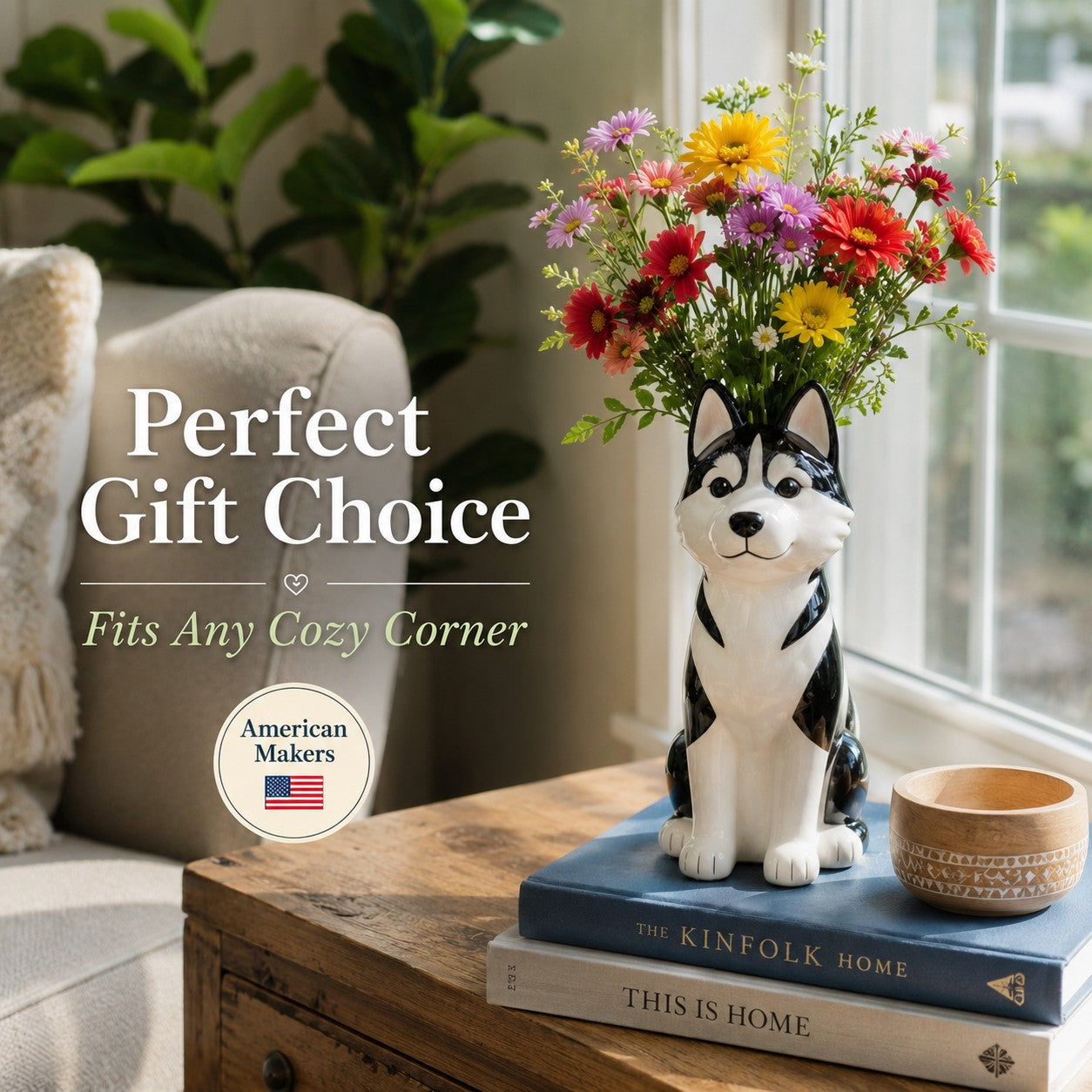 Dog Flower Vase Gift Set