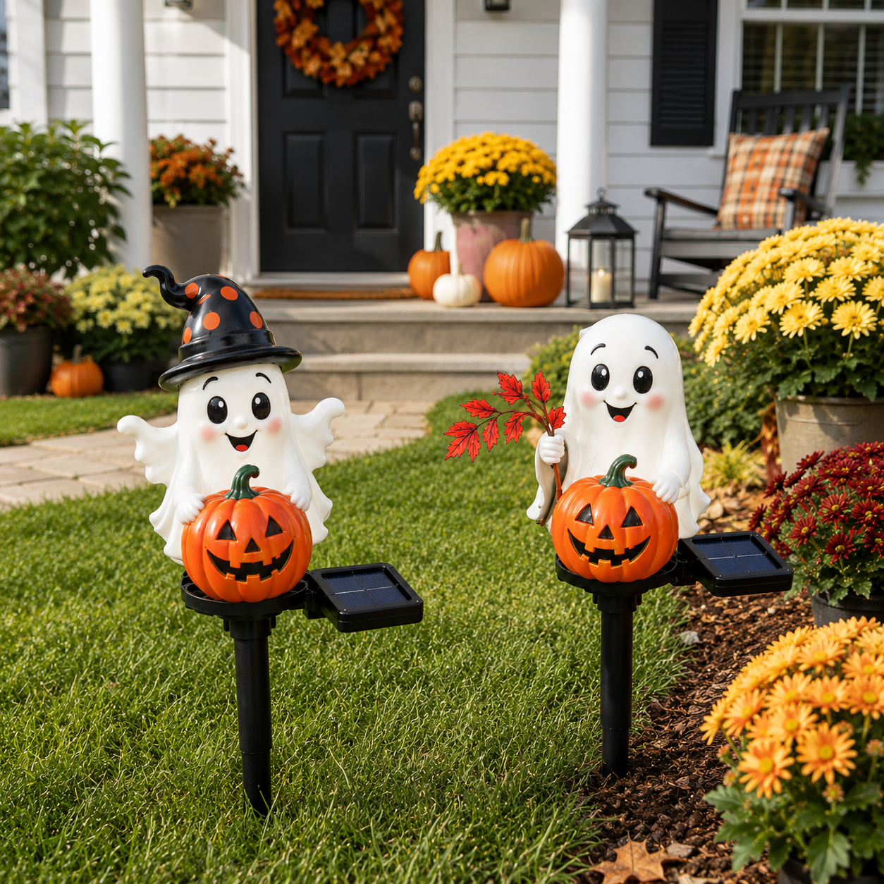 Solar Ghost Pumpkin Stake Light