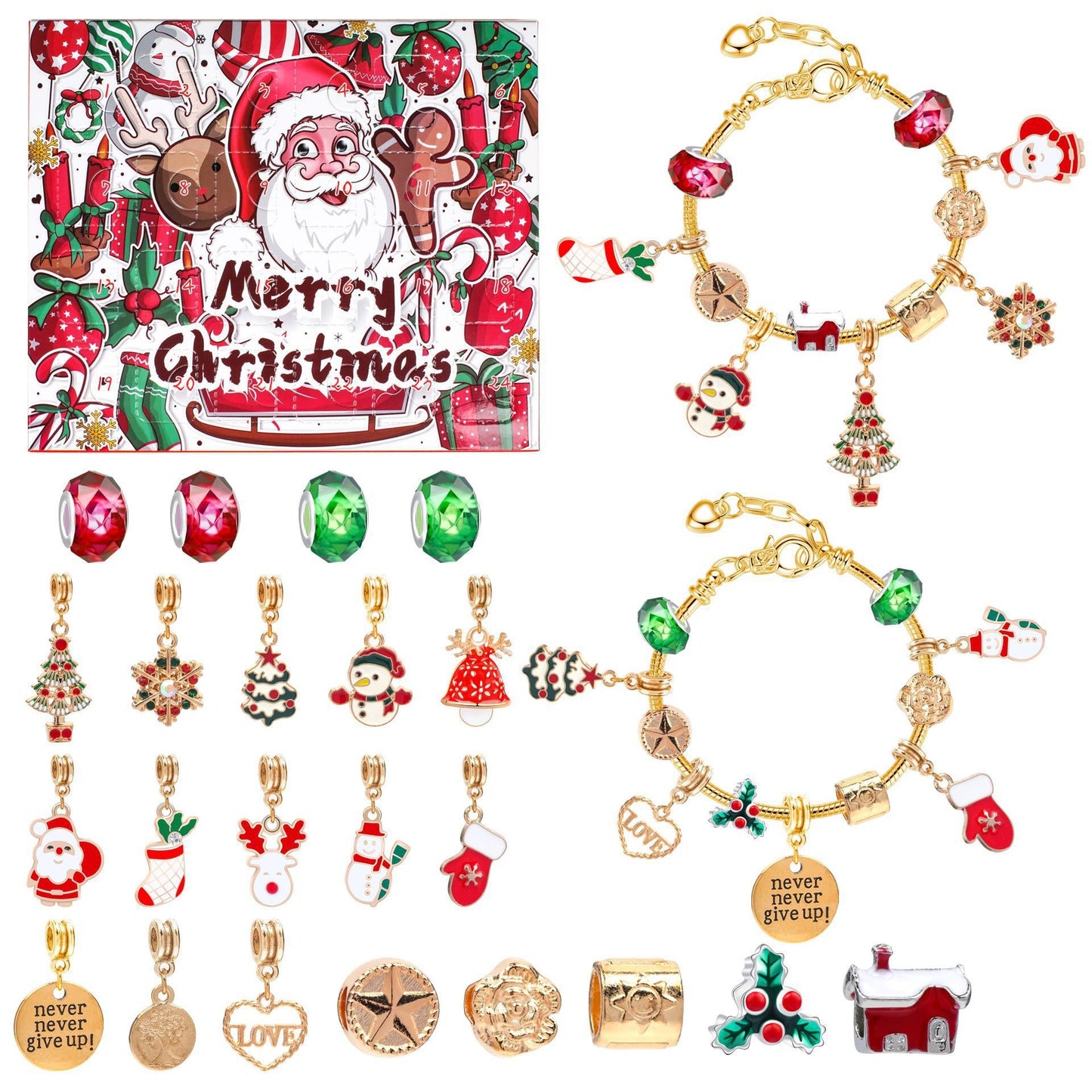 Christmas Pre Sale 78% OFF --24 Pcs DIY Christmas Advent Calendar Bracelets Set