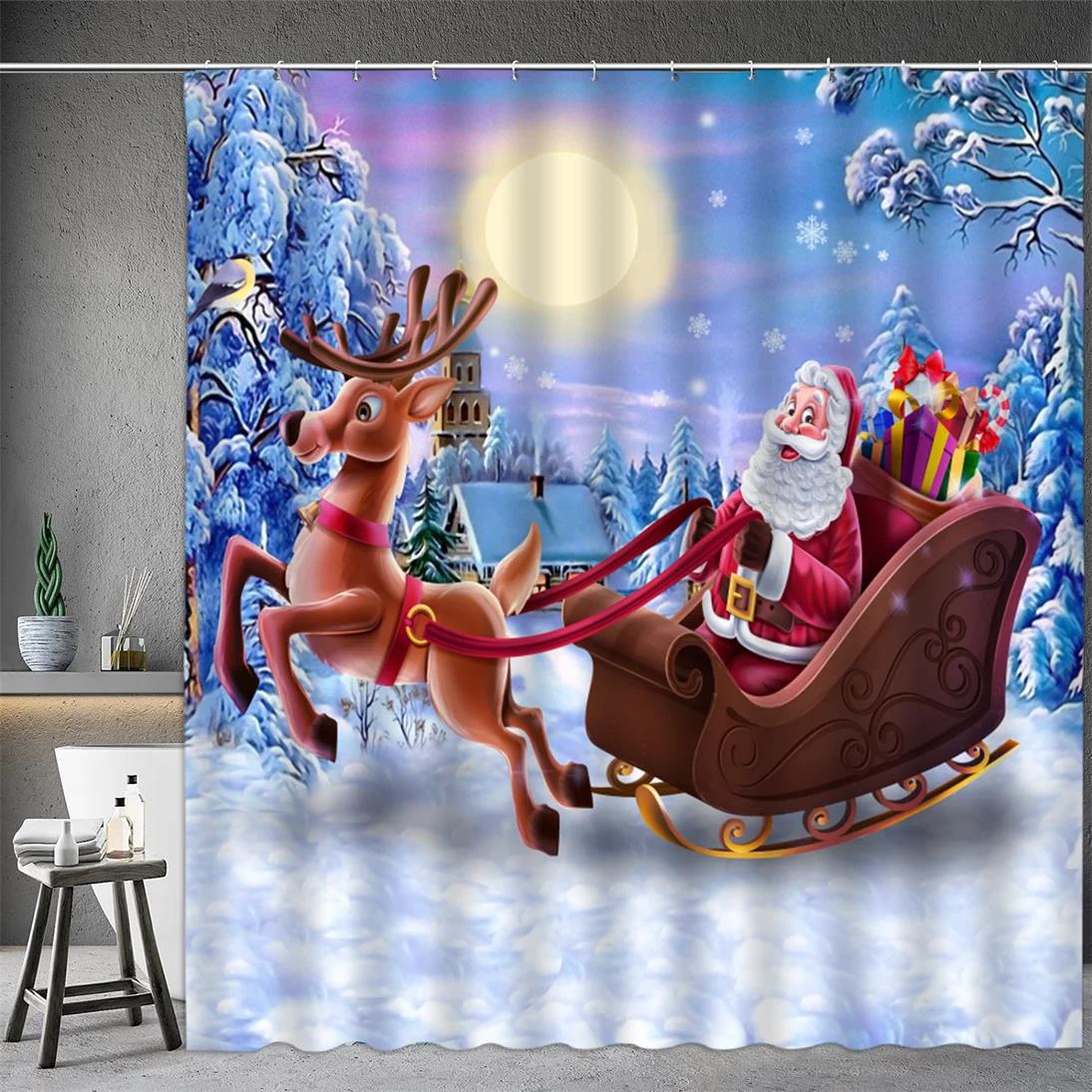 Christmas Gnomes Waterproof Shower Curtain