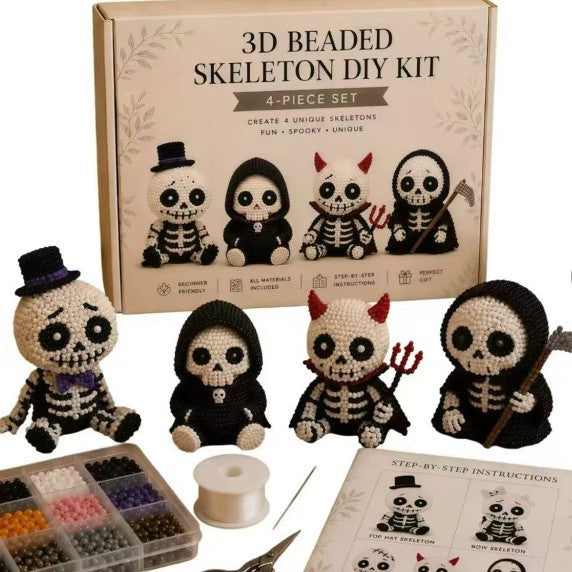 🧵 3D Beaded Figure DIY Craft Kit | 2 Series Optional Dragon & Skeleton Bead Making Set